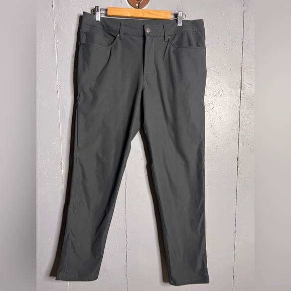 Lululemon ABC Slim-Fit Trouser 32L Warpstreme in dark charcoal Gray.  Size 34 - Picture 1 of 8